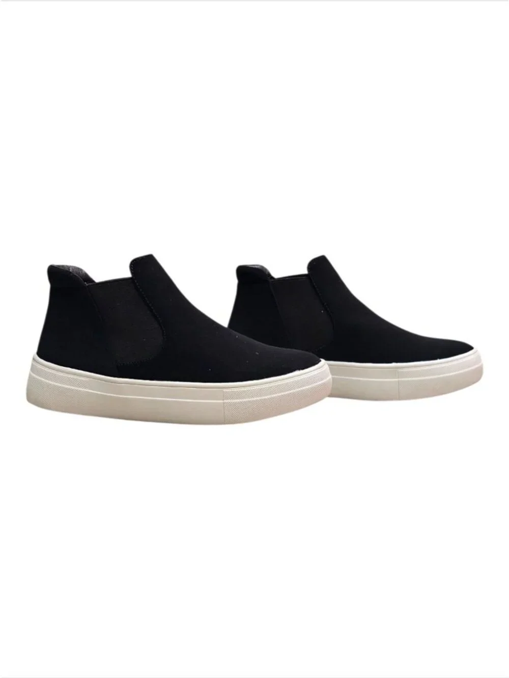 Black Chelsea Slip On Sneakers Platform Sole Minimalist Ankle Boots